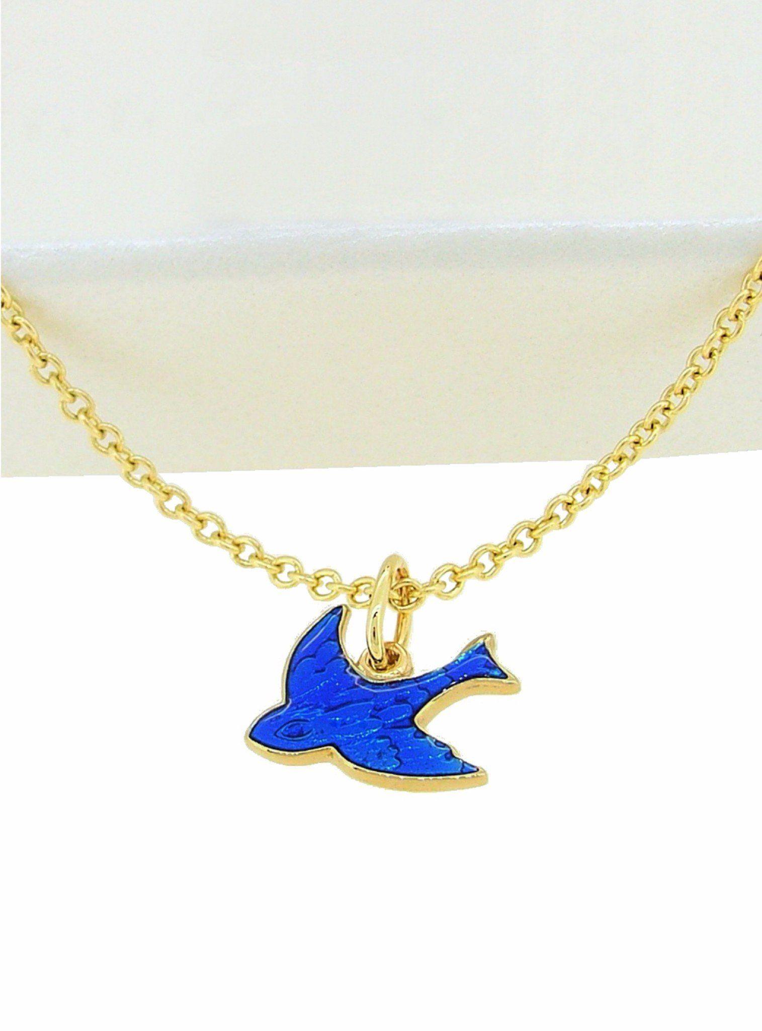 Gold and Blue Bird Logo - Bluebird of Happiness Love Heart Charm Necklace and Earrings Set