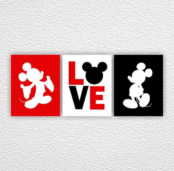 Red and Black Disney Logo - INSTANT DOWNLOAD Disney silhouette, Mickey Mouse wall art, Love ...