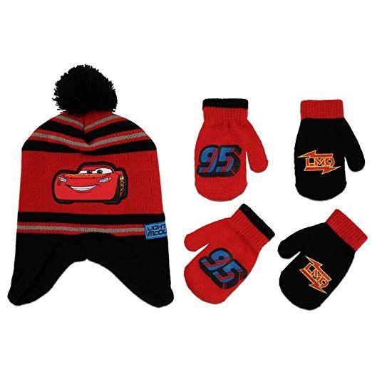 Red and Black Disney Logo - Disney Cars Hat and 2 Pair Mittens or Gloves Cold