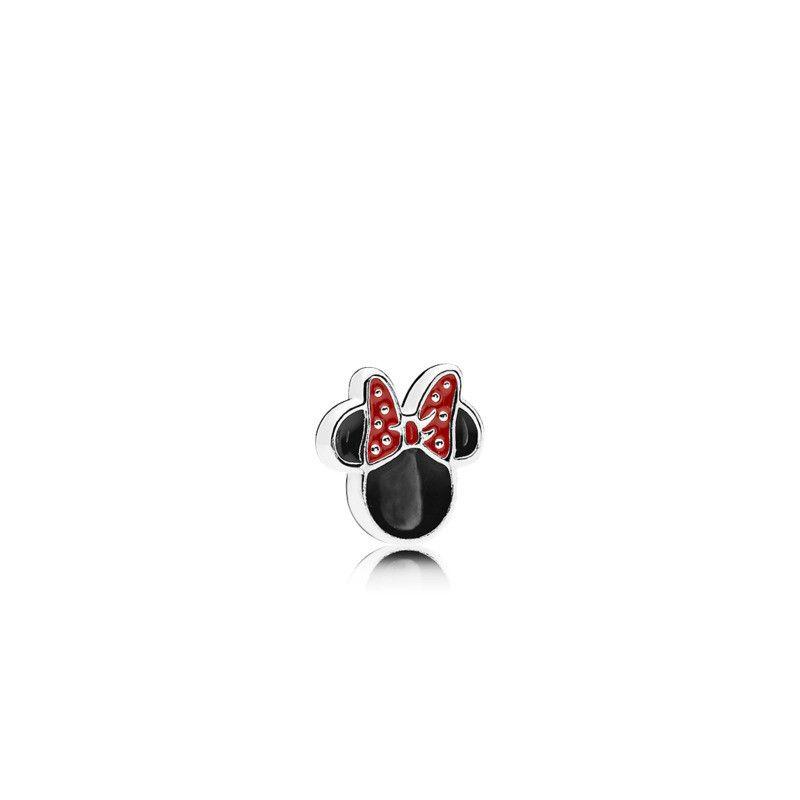 Red and Black Disney Logo - Disney Minnie silhouette silver petite element with red and black enamel