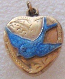 Gold and Blue Bird Logo - BLUEBIRD LOCKET VINTAGE 10ct/kt GOLD HEART 14kt chain | Accessories ...