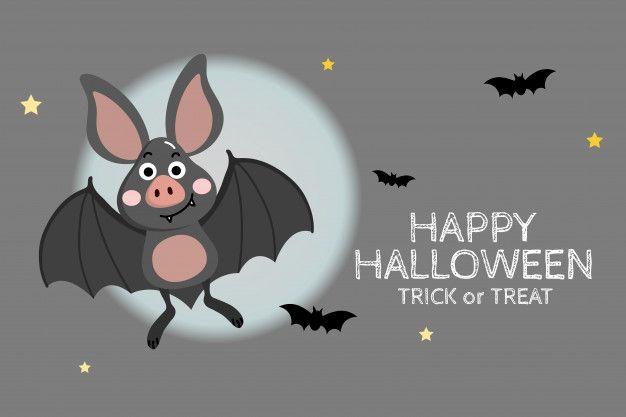 Cute Vampire Logo - Happy halloween greeting card with cute vampire bat. Vector