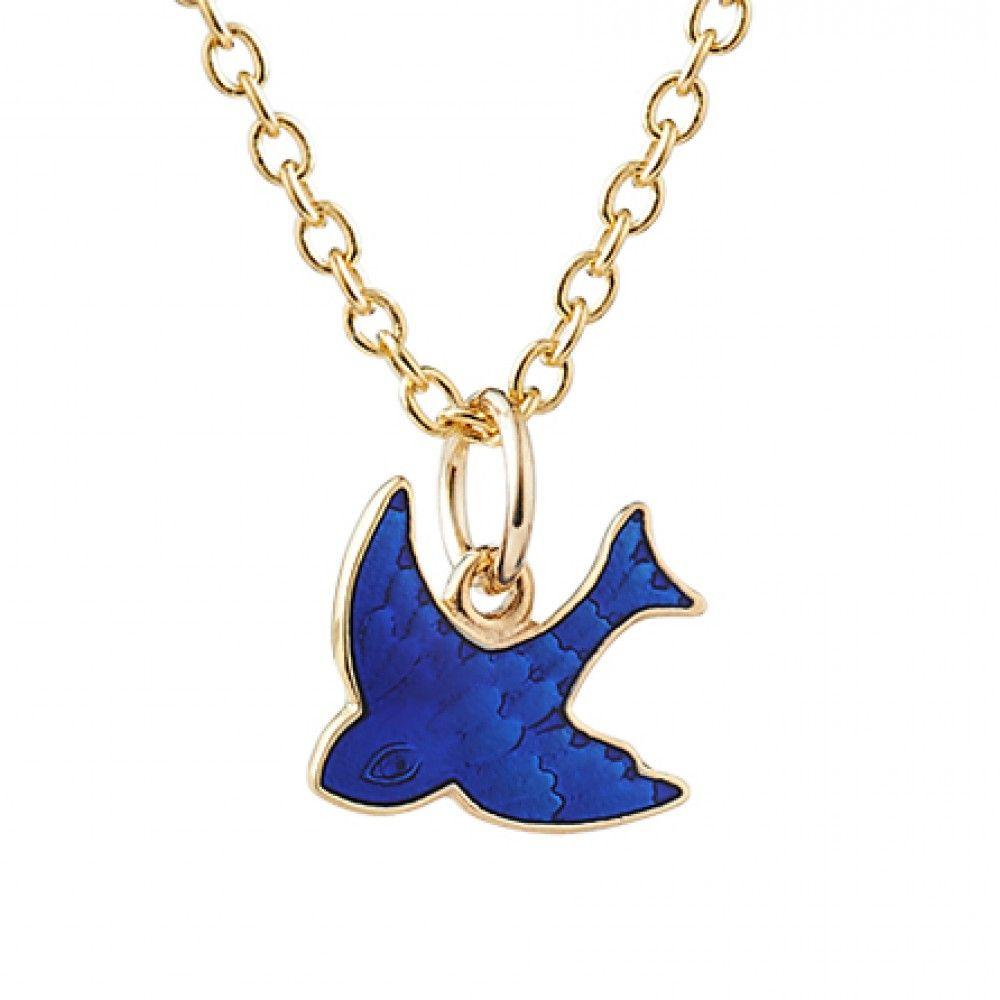 Gold and Blue Bird Logo - Simon Curwood Jewellers 9ct yellow gold enamel bluebird pendant Love ...