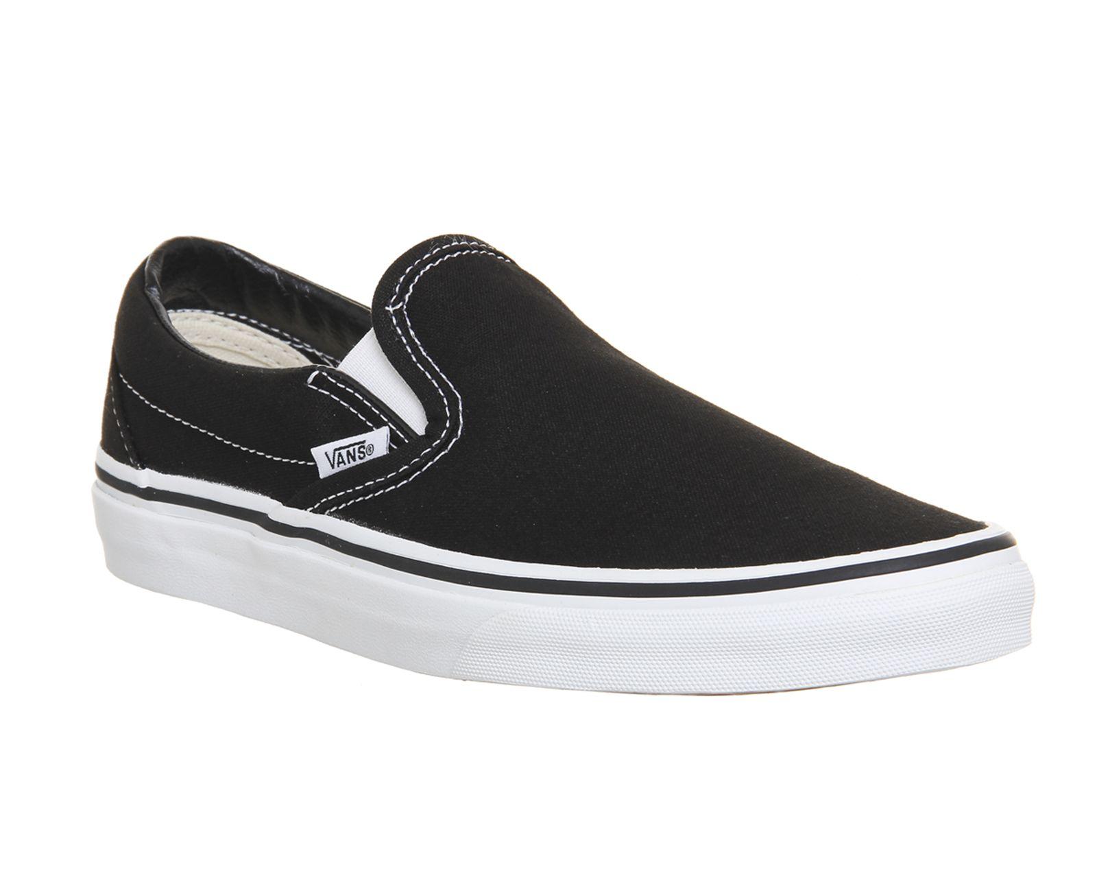 Black and White Vans Shoes Logo - Vans Classic Slip On Shoes Black White - Unisex Sports
