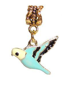 Gold and Blue Bird Logo - Blue Bird Yellow Enamel Gold Tone Birder Dangle Charm for European ...