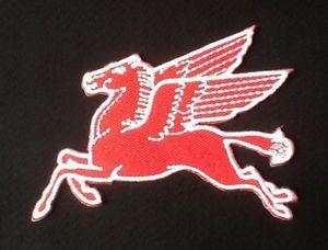Flying Horse Gasoline Logo - RED PEGASUS FLYING HORSE MOBIL OIL GAS GASOLINE PETROL BADGE IRON ...