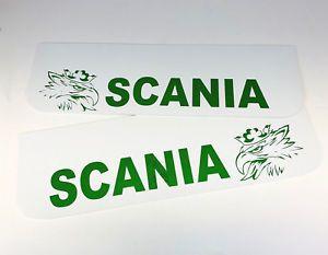 White and Green Logo - Mud Flaps Truck Lorry SCANIA 18x60cm Smooth White with Green Logo | eBay