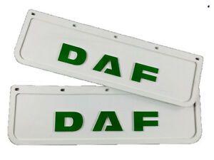 White and Green Logo - Mud Flaps Truck Lorry DAF 18x60cm Embossed White with Green Logo