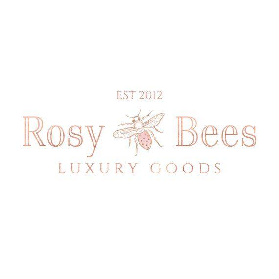 Pink Bee Logo - rose gold bee logo design honey bee farm pink bee hand drawn | Etsy