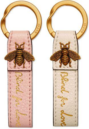 Pink Bee Logo - kaminorth shop: GUCCI Gucci key ring leather strap gold bee loop key ...