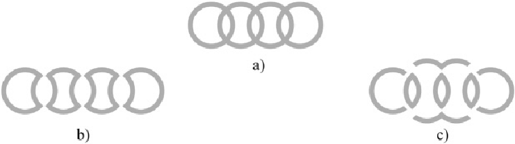 Two C Logo - a ! An Audi logo and b, c ! two different decompositions. Note