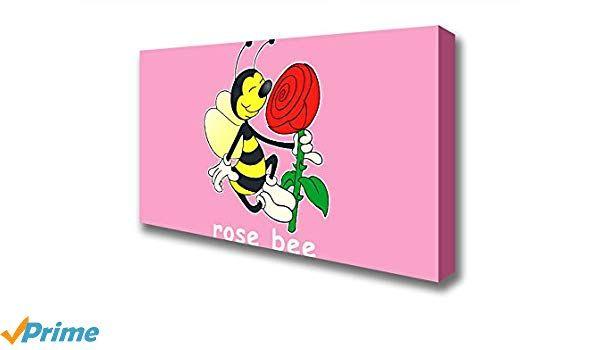 Pink Bee Logo - Living Colors Wide Pink Bee Smelling Rose Canvas Art Prints - Medium ...