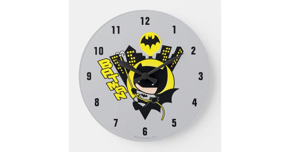 Chibi Bat Logo - Chibi Batman Scaling The City Large Clock | Zazzle.co.uk