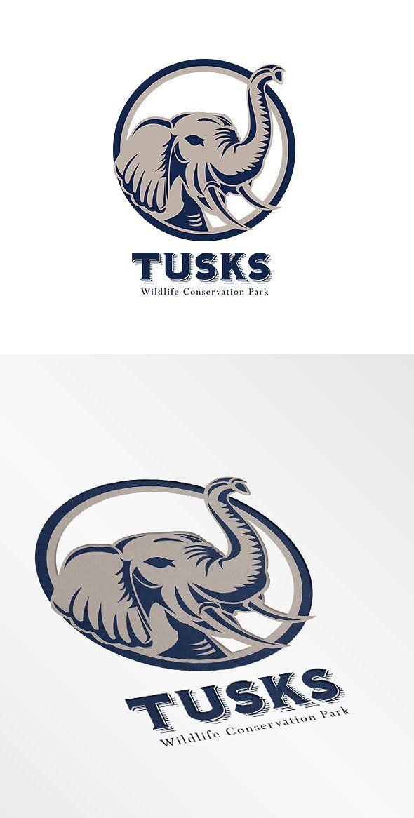 Elephant Tusk Logo - Tusk Elephant Head Logo Logo Templates Creative Market