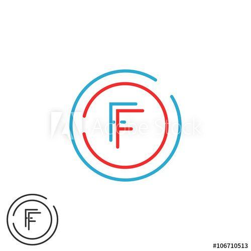 Red Circle F Logo - Initials FF letter logo monogram, intersection thin line F, F ...
