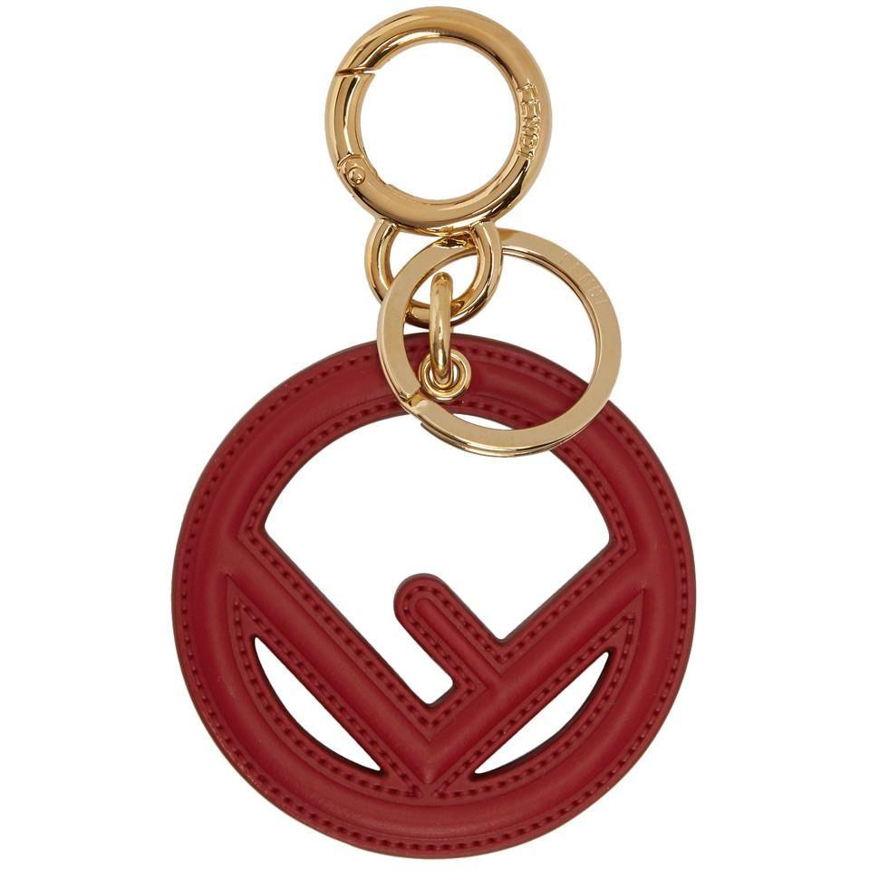 Red Circle F Logo - Lyst - Fendi Red Leather F Is Keychain in Red