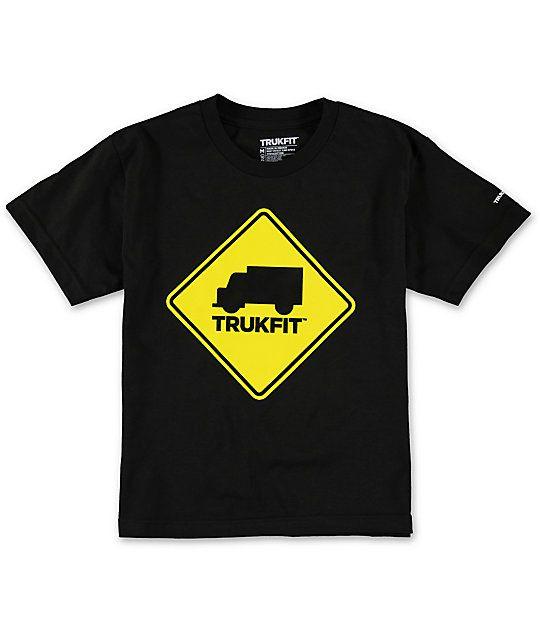 Black and Yellow Trukfit Logo - Trukfit Boys Stop Drop Black T Shirt