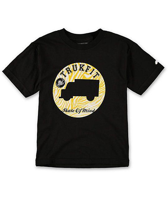 Black and Yellow Trukfit Logo - Trukfit Boys Token Black T-Shirt | Zumiez