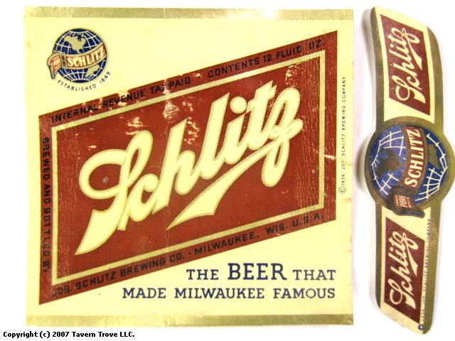 Schlitz Beer Logo - Tavern Trove : Schlitz Beer