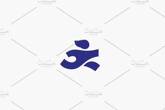 Creative Man Logo - Running man vector logotype. Care delivery creative logo. Hand sport