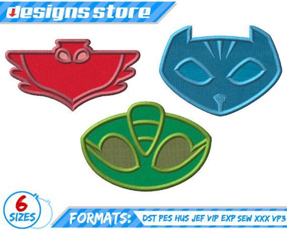 PJ Masks Logo - PJ mask Logos APPLIQUE DESIGN machine embroidery catboy | Etsy
