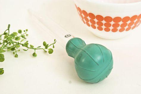 Pyrex Logo - Vintage Pyrex Turkey Baster, 1940s Turquoise Rubber and Old Pyrex ...