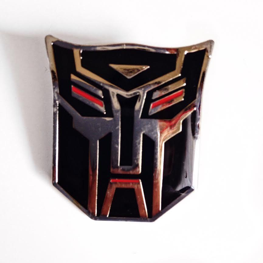 Red Transformer Face Logo - Transformers Decepticon black & Silver Face Logo Pin