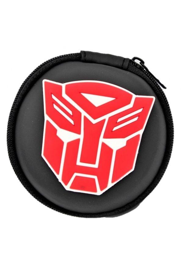 Red Transformer Face Logo - Exclusive Black PVC Material TRANSFORMER LOGO HEADPHONE EARPHONE