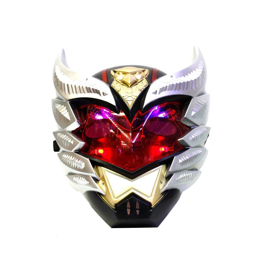 Red Transformer Face Logo - Birthday Parties LED Flash Light Ironman Mask Full Face Cartoon Mask
