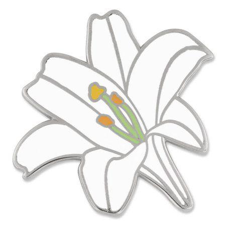 White Lily Logo - PinMart - PinMart's White Lily Flower Boutineer Cute Trendy Enamel ...