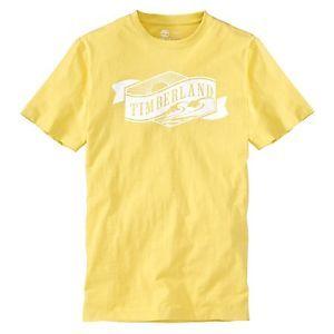 Guy with Yellow Sun Logo - Timberland Men's Slub Jersey Seascape Logo Yellow T Shirt Style