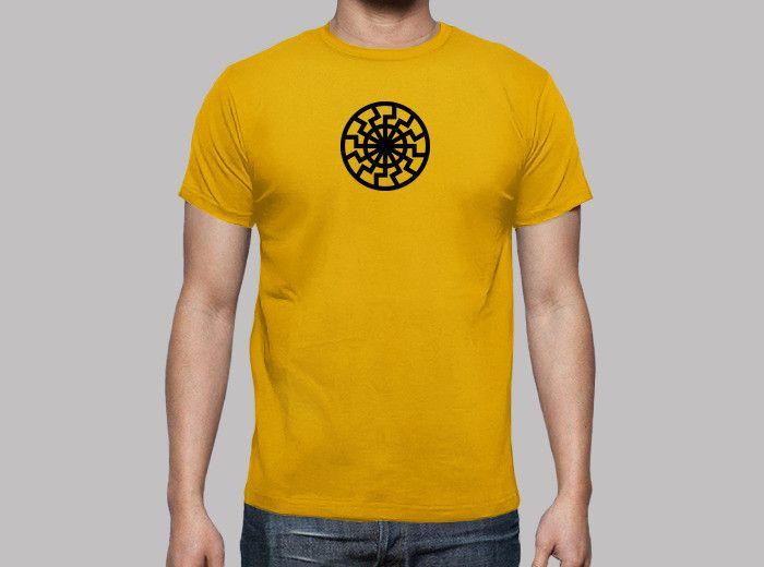 Guy with Yellow Sun Logo - sun 2 black guy, manga short, yellow T-shirt - 6609 | Tostadora.com