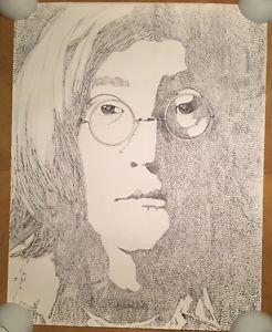 John Lennon Original Logo - John Lennon Original Vintage Poster Pin Up Headshot Sketch Print