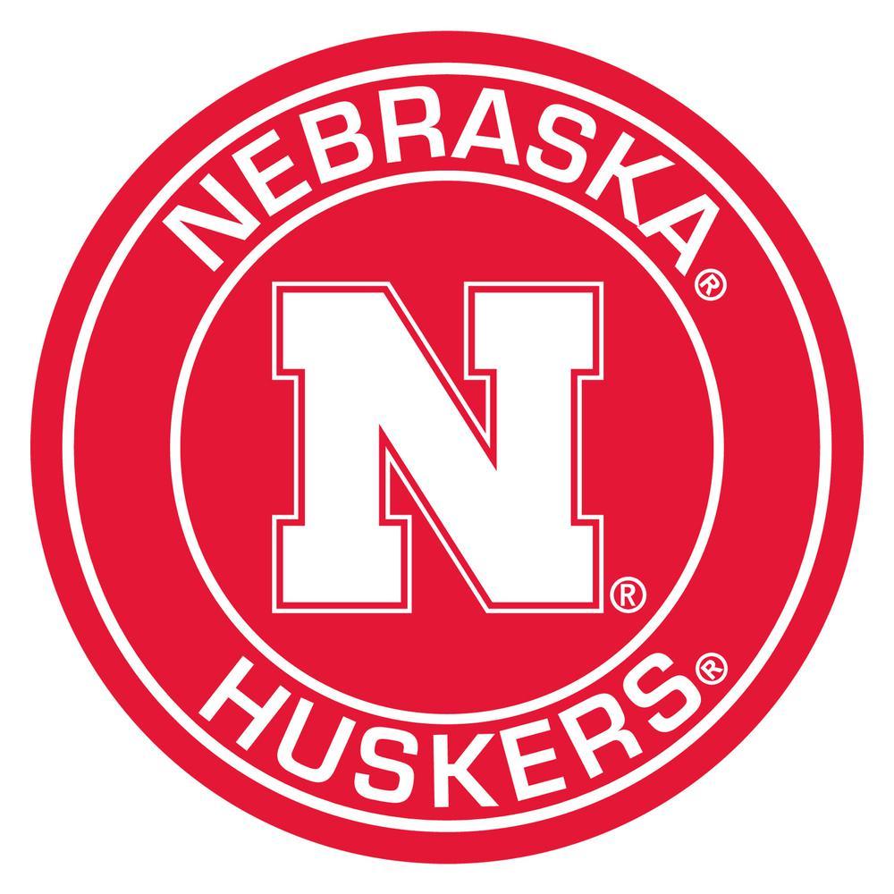 University of Nebraska Logo - FANMATS NCAA University of Nebraska Red 2 ft. x 2 ft. Round Area Rug ...
