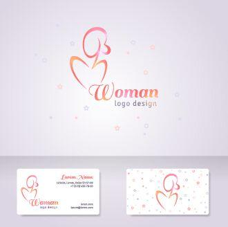 Elegant Woman Logo - Elegant woman logo with cards vector graphics 04 free download