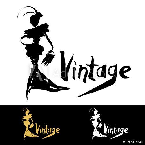 Elegant Woman Logo - Sketch fashion illustration, vintage logo design vector template ...