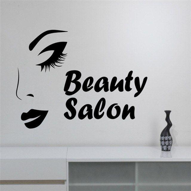 Elegant Woman Logo - Elegant Woman Face Wall Decal Quote Beauty Salon Logo Wall Stickers ...