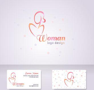 Elegant Woman Logo - Elegant woman logo with cards vector graphics Free vector in ...