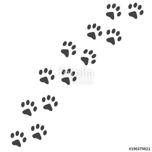 White Paw Logo - Vector illustration. Cat Paw Prints Track Logo. Black on White