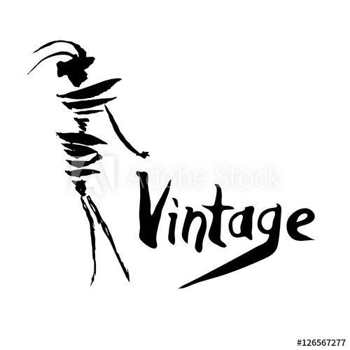 Elegant Woman Logo - Sketch fashion illustration, vintage logo design vector template ...