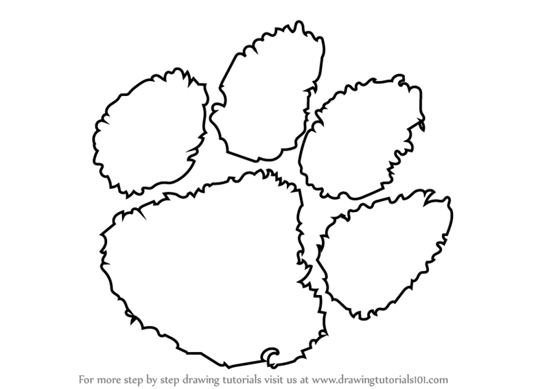 White Paw Logo - Learn How to Draw Clemson Tigers Logo (Logos and Mascots) Step by ...