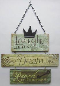 Rustic Country Logo - Rustic Country Wooden Wall Sign Laugh Often Dream Big Reach For