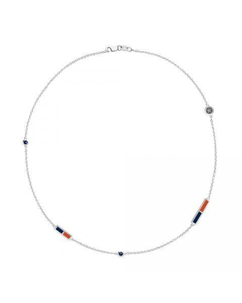 Dark Blue Orange Circle Logo - Astros Logo Engraved Dark Sapphire 5-Station Necklace in Dark Blue and Dark  Orange Size 21