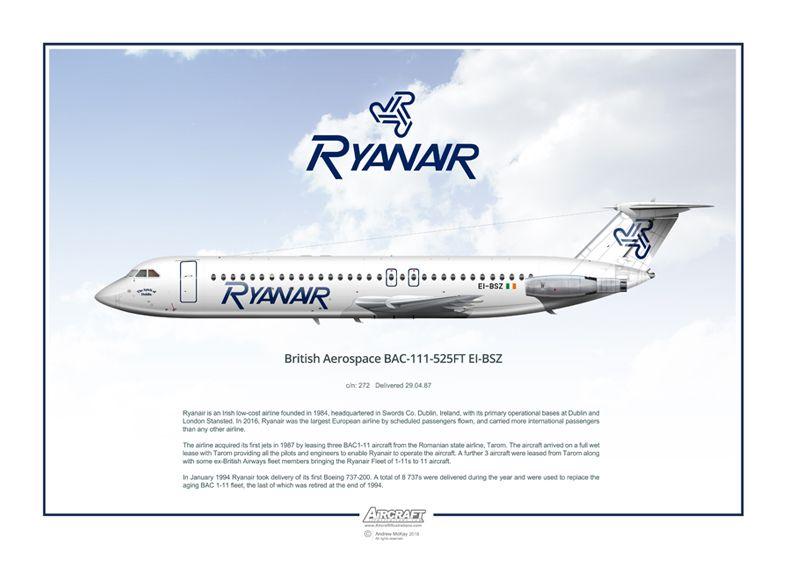 Airline with Gold Harp Logo - Ryanair airliner profile art