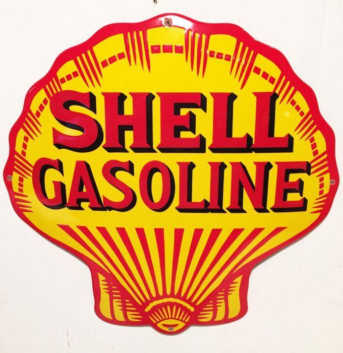 Shell Gas Logo - Shell Gasoline Logo Porcelain Sign 48 x 49 cm - FiftiesStore.com