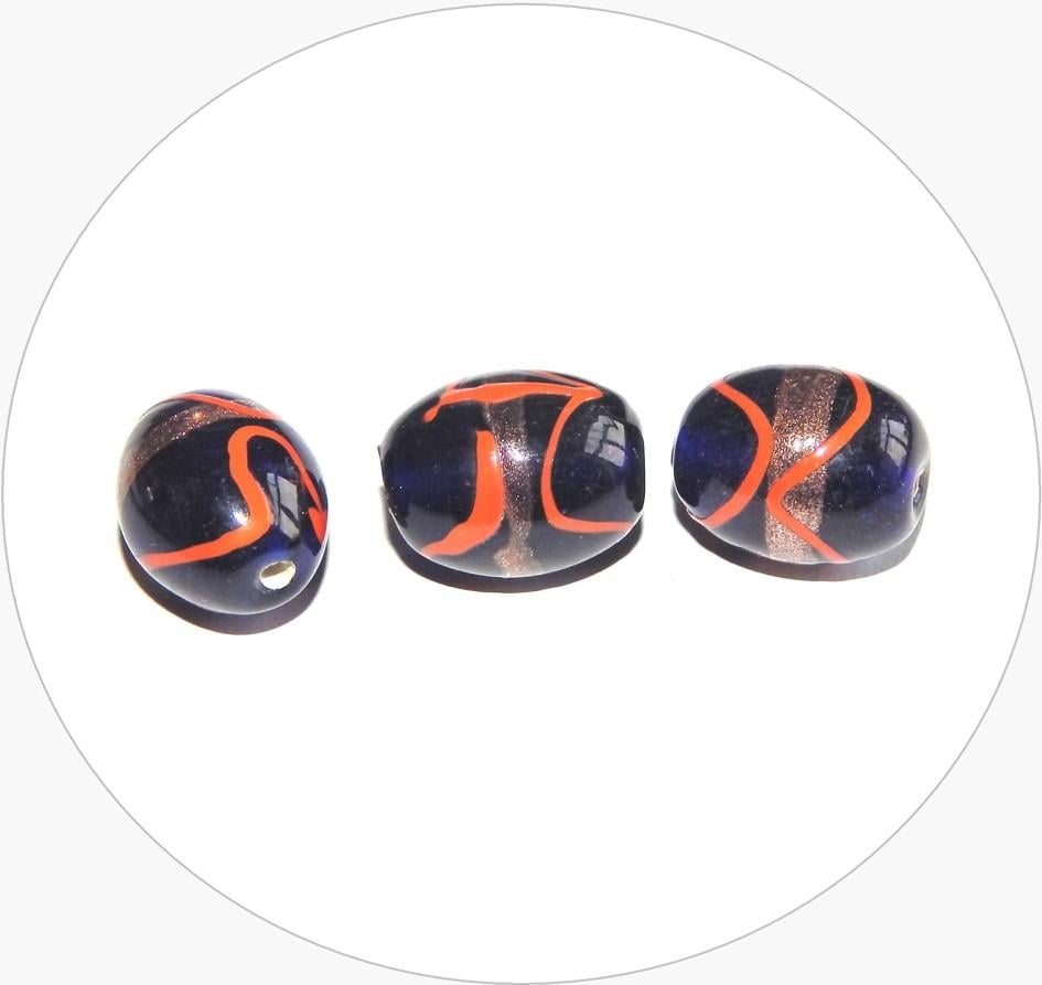 Dark Blue Orange Circle Logo - Lamp bead - dark blue-orange, 19x16mm, packing 4 pcs - Beads4u.cz