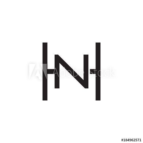 Black Letter N Logo - Initial letter H and N, HN, NH, overlapping N inside H, line art