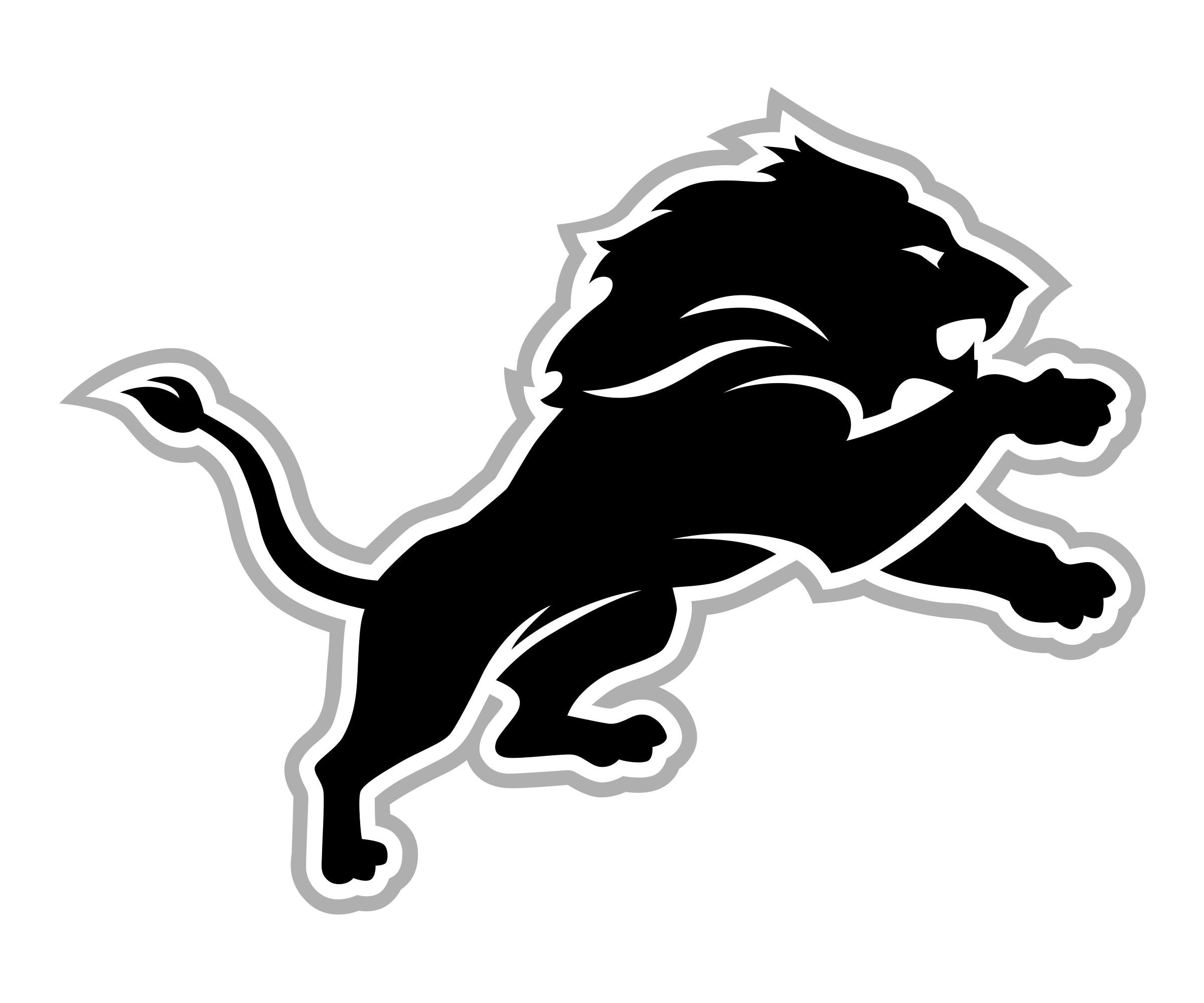 Black and White Lion Logo - Detroit Lions Logo PNG Transparent & SVG Vector - Freebie Supply