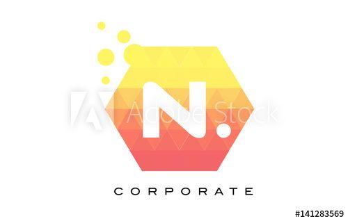 N Shaped Logo - N Orange Hexagon Shaped Letter Logo with Bubbles. - Buy this stock ...