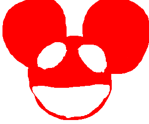 Red Mouse Logo - DJ with red mickey mouse head. drawing